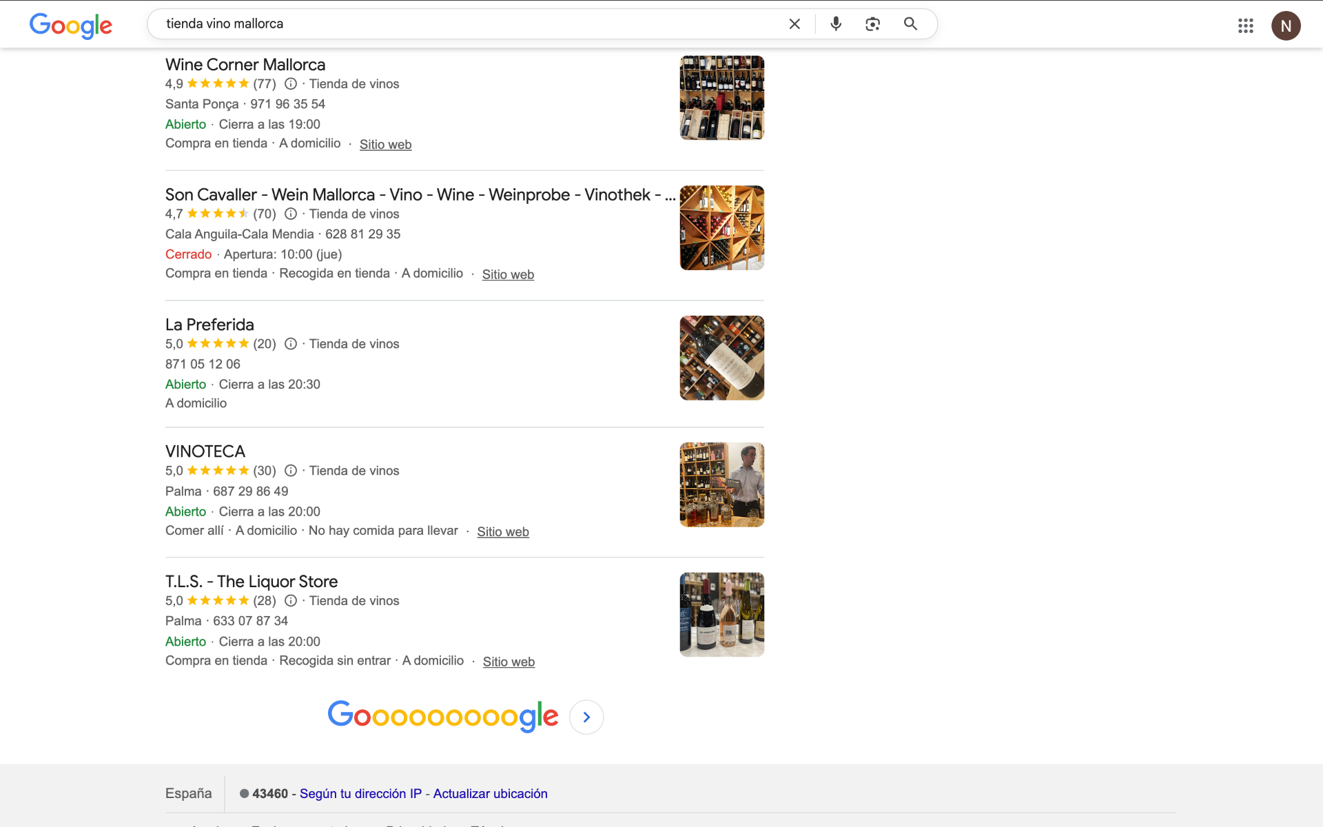 Dalawine — Page 1 on Google Maps for "tienda vino Mallorca"